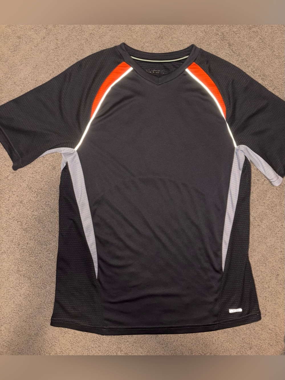 Mens Dark Gray,Light Gray,Athletic Short-Sleeve Performance Shirt Orange-Accents